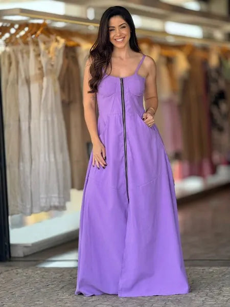 VESTIDO LONGO ZÍPER BIA CORES