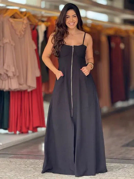 VESTIDO LONGO ZÍPER BIA CORES