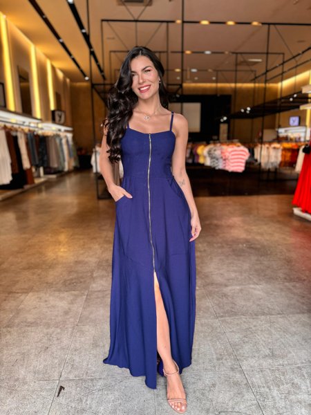 VESTIDO LONGO ZÍPER BIA CORES
